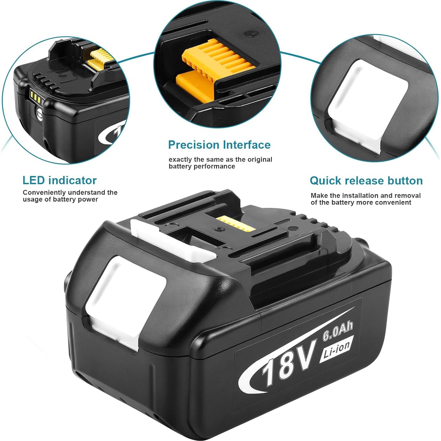 Batería de Litio 18V 6000mAh Makita BL1860B Reemplazo