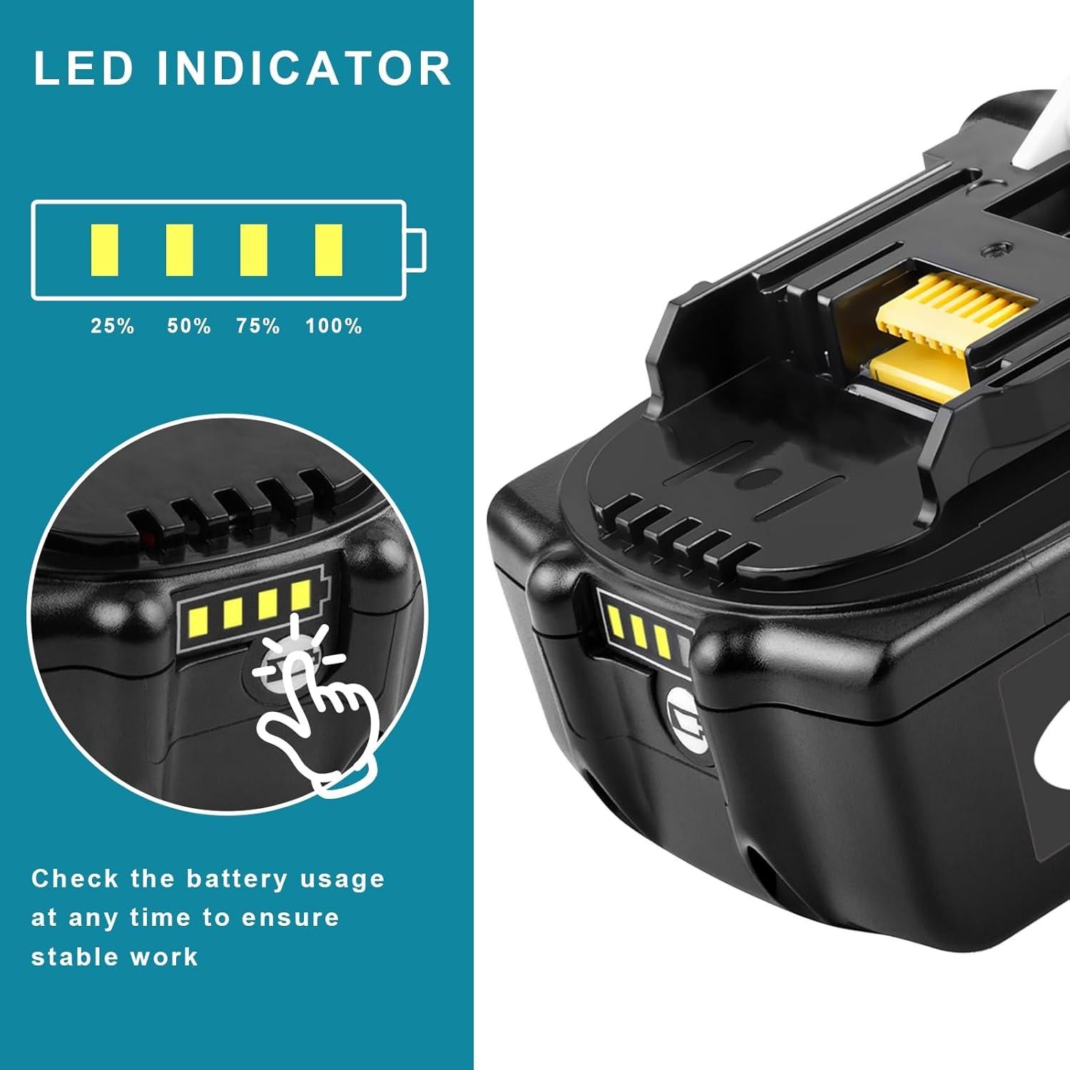 Batería de Litio 18V 6000mAh Makita BL1860B Reemplazo
