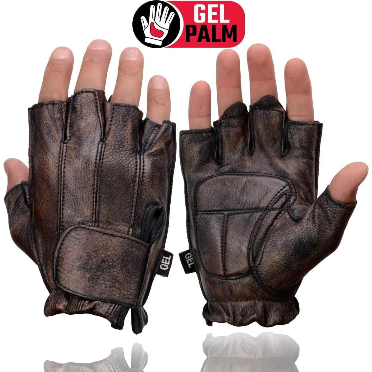 Guantes de Motocicleta Milwaukee MG7561 Cuero Marrón con Gel