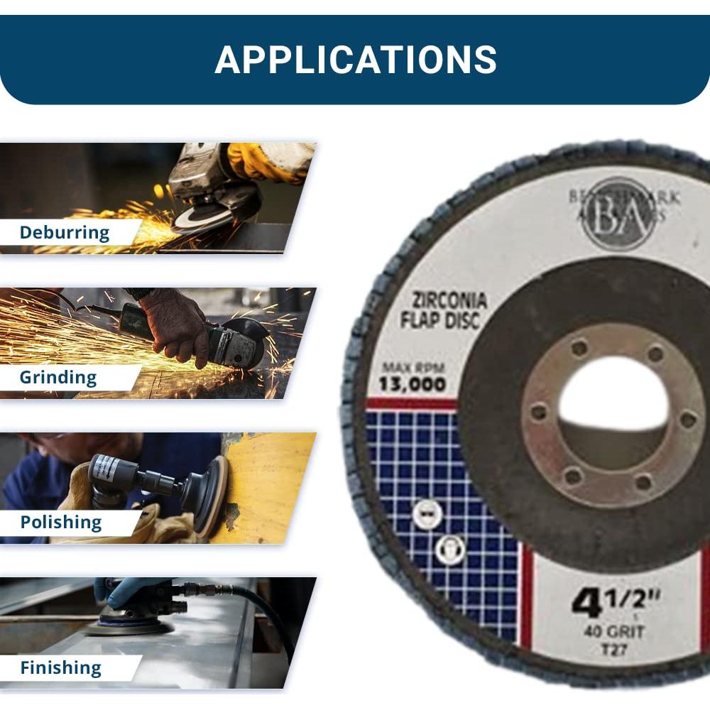 Discos de Aleta Curvados 4.5" Benchmark Abrasives 40 Grano