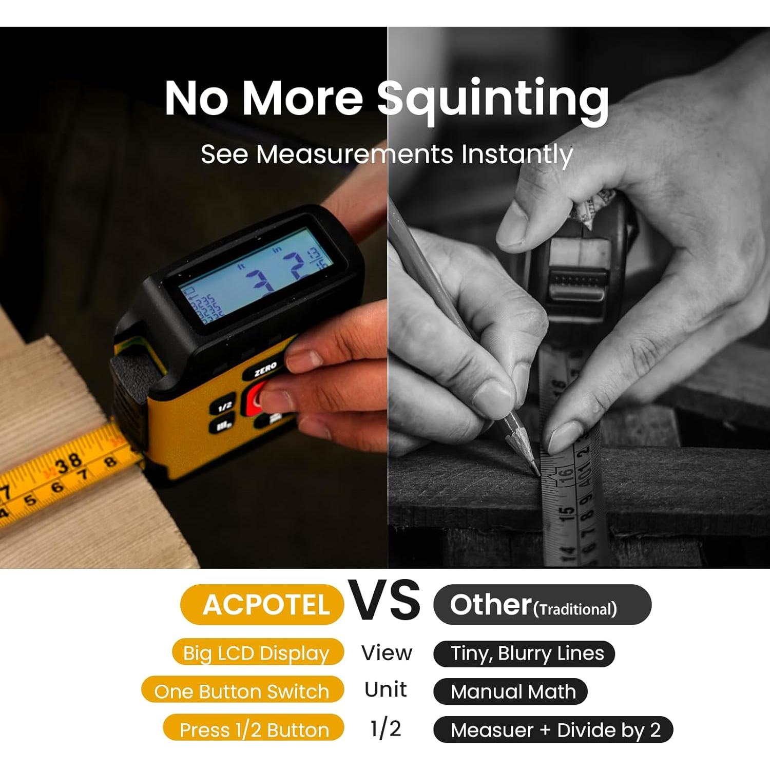 Cinta Métrica Digital ACPOTEL DT20 5m Amarillo, 6 Unidades