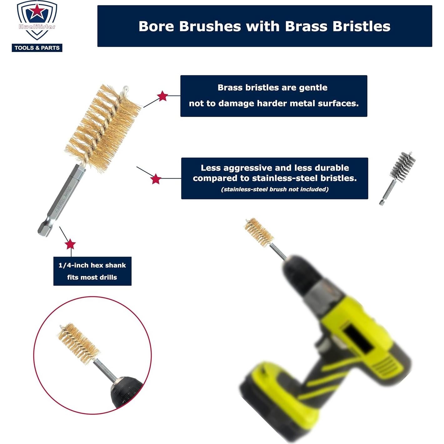 Juego de cepillos de perforación Kwalitistar 8 tamaños latón