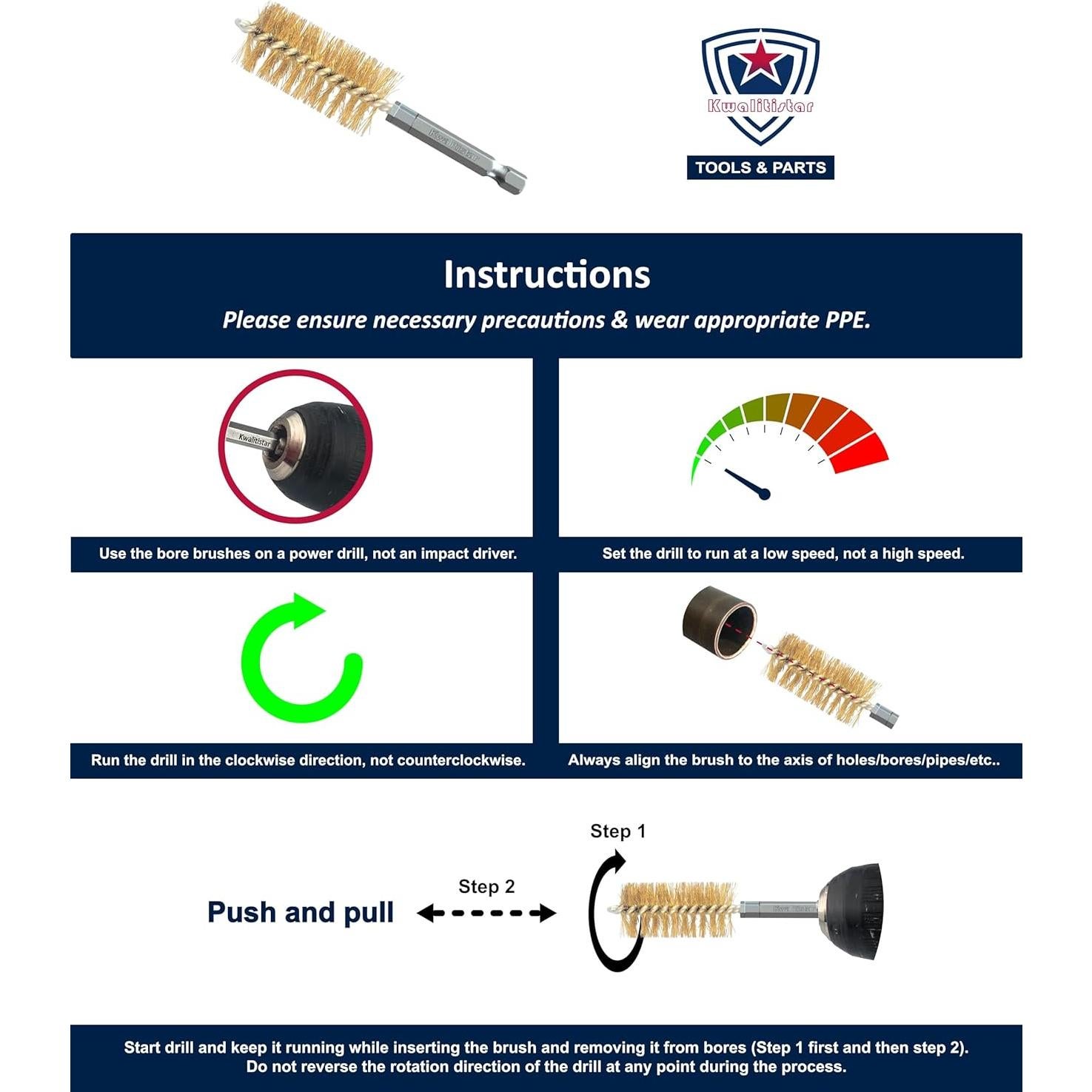 Juego de cepillos de perforación Kwalitistar 8 tamaños latón