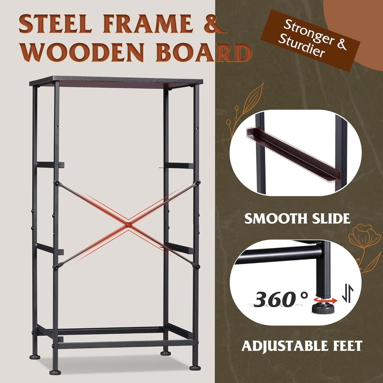 Cajonera WLIVE 3 Cajones Gris Oscuro, Almacenamiento Multifuncional