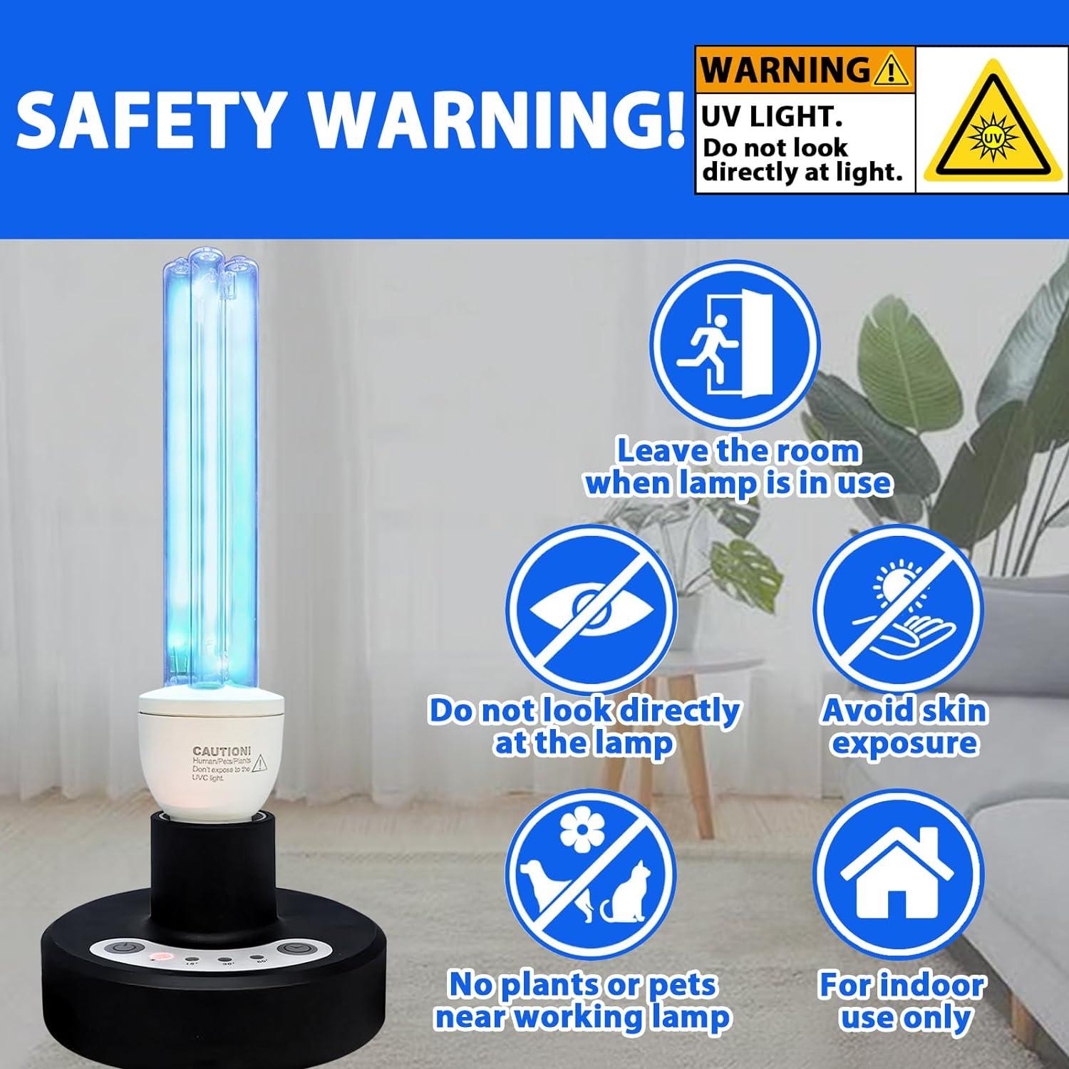 BAIMNOCM UV Light Sanitizer, UVC Disinfection Lamp with E26 Base and Remote Control, UV-C Light Bulb 25 Watts Indoor Use, 1 Count