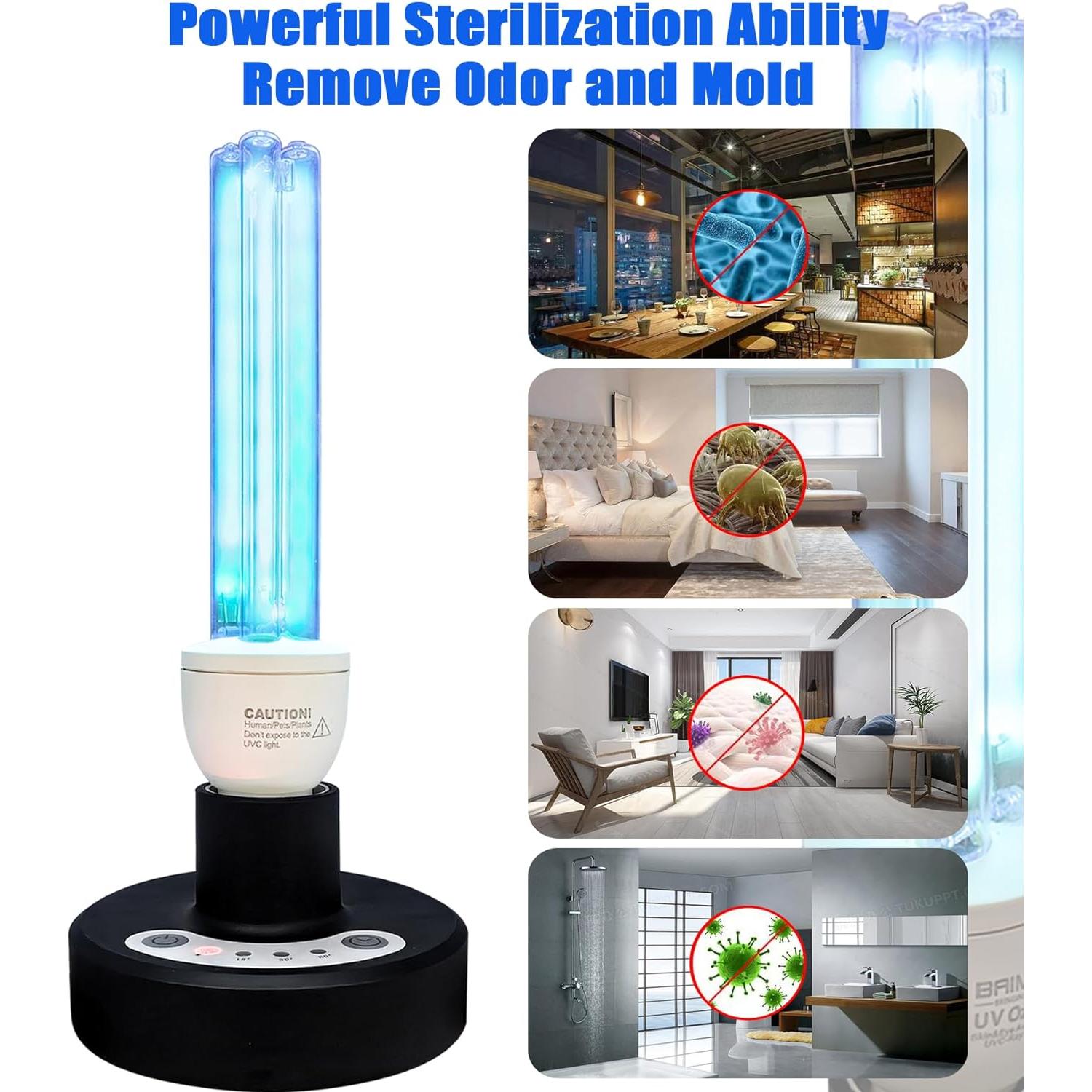 BAIMNOCM UV Light Sanitizer, UVC Disinfection Lamp with E26 Base and Remote Control, UV-C Light Bulb 25 Watts Indoor Use, 1 Count