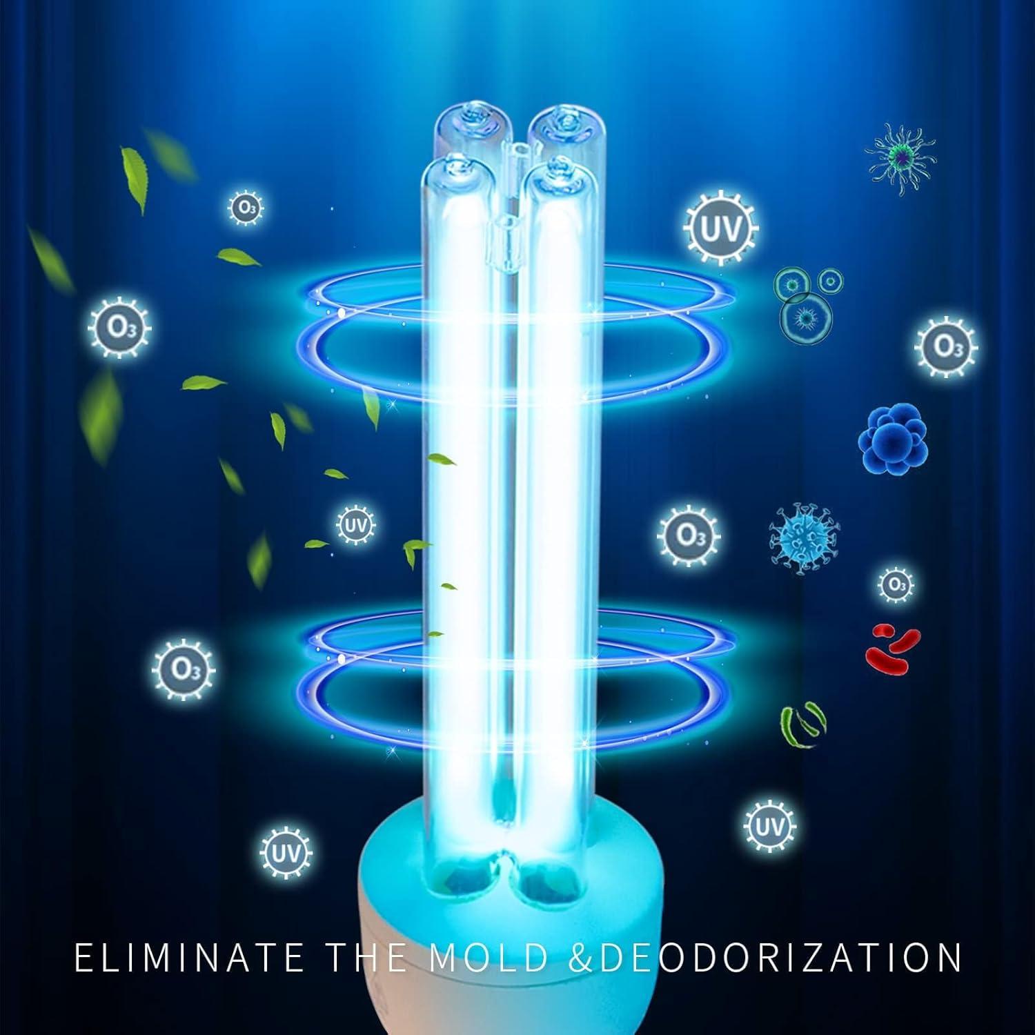 BAIMNOCM UV Light Sanitizer, UVC Disinfection Lamp with E26 Base and Remote Control, UV-C Light Bulb 25 Watts Indoor Use, 1 Count