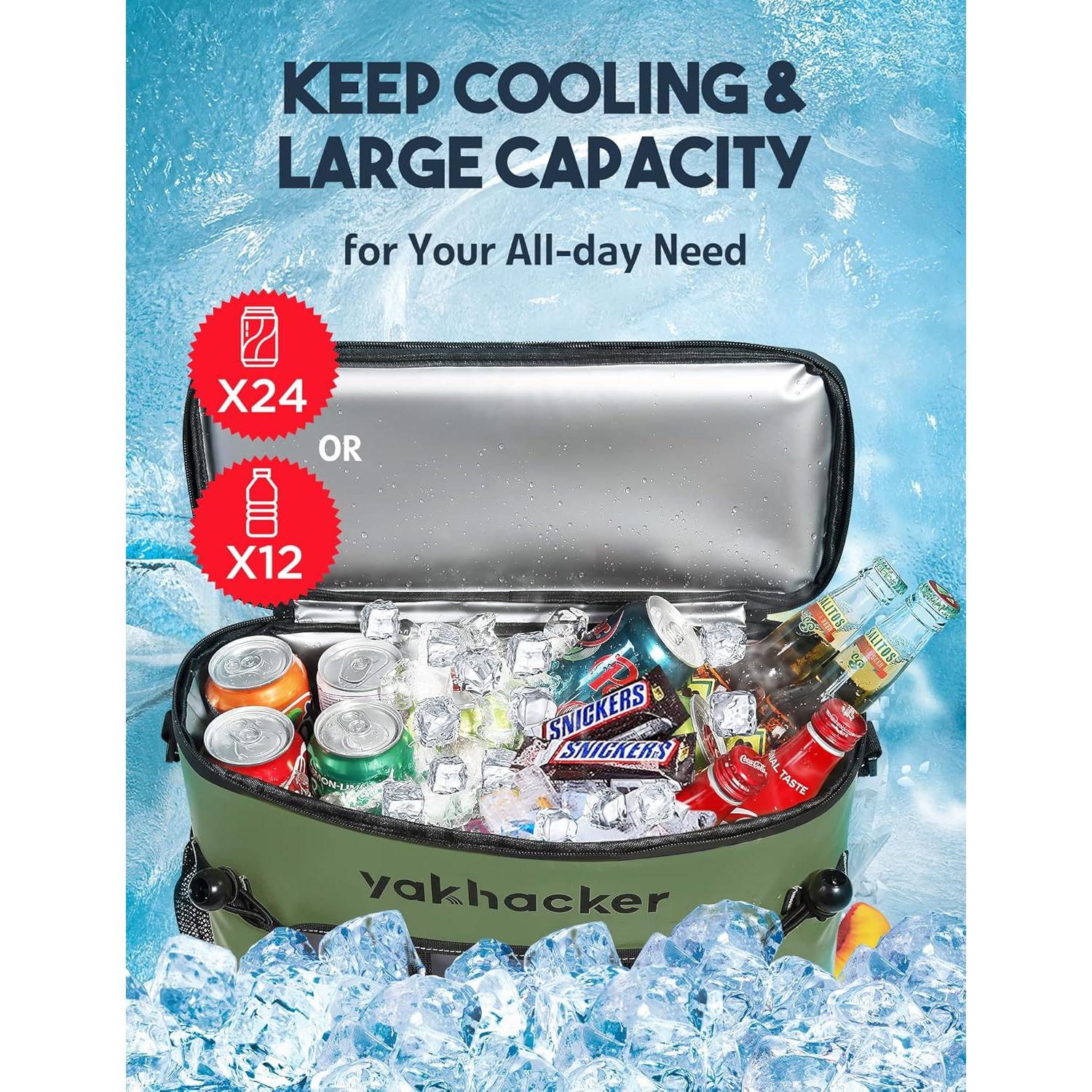 Enfriador Portátil YAKHACKER para Kayak Verde 30x43x17 cm