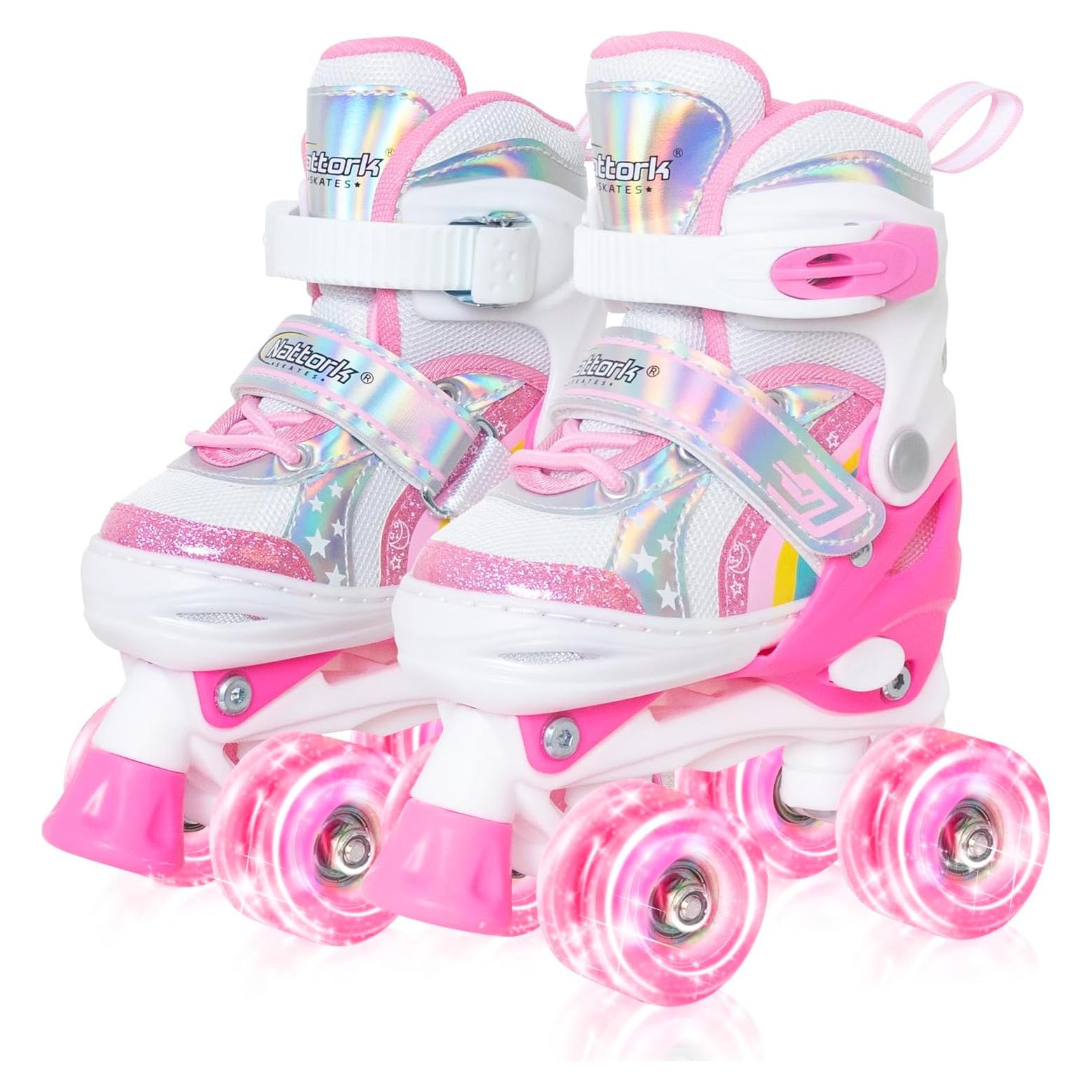 Patines en línea Nattork para niñas, 4 tamaños ajustables