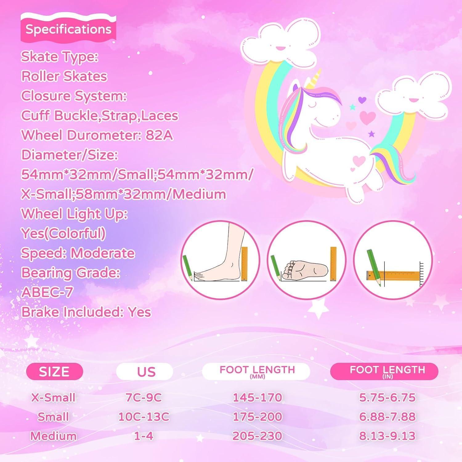 Patines en línea Nattork para niñas, 4 tamaños ajustables