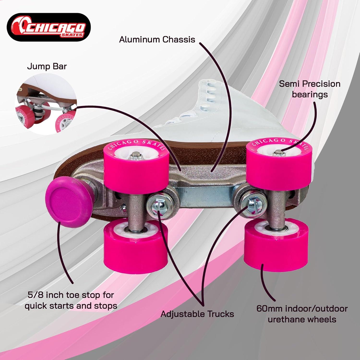 Patines Cuádrupes Chicago Clásicos Blancos 60mm