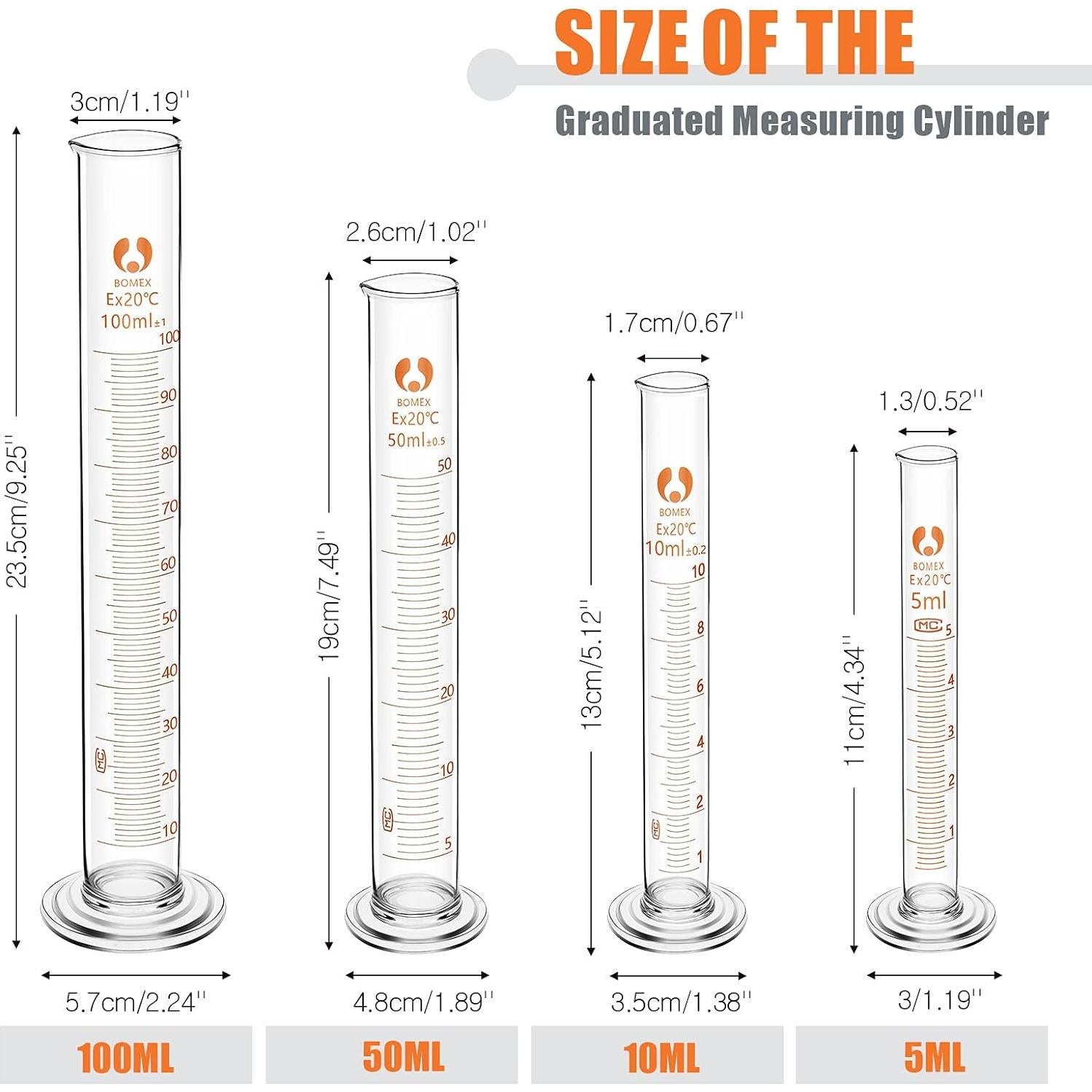 Juego de 10 Vasos y Cilindros Medidores de Vidrio Feekoon