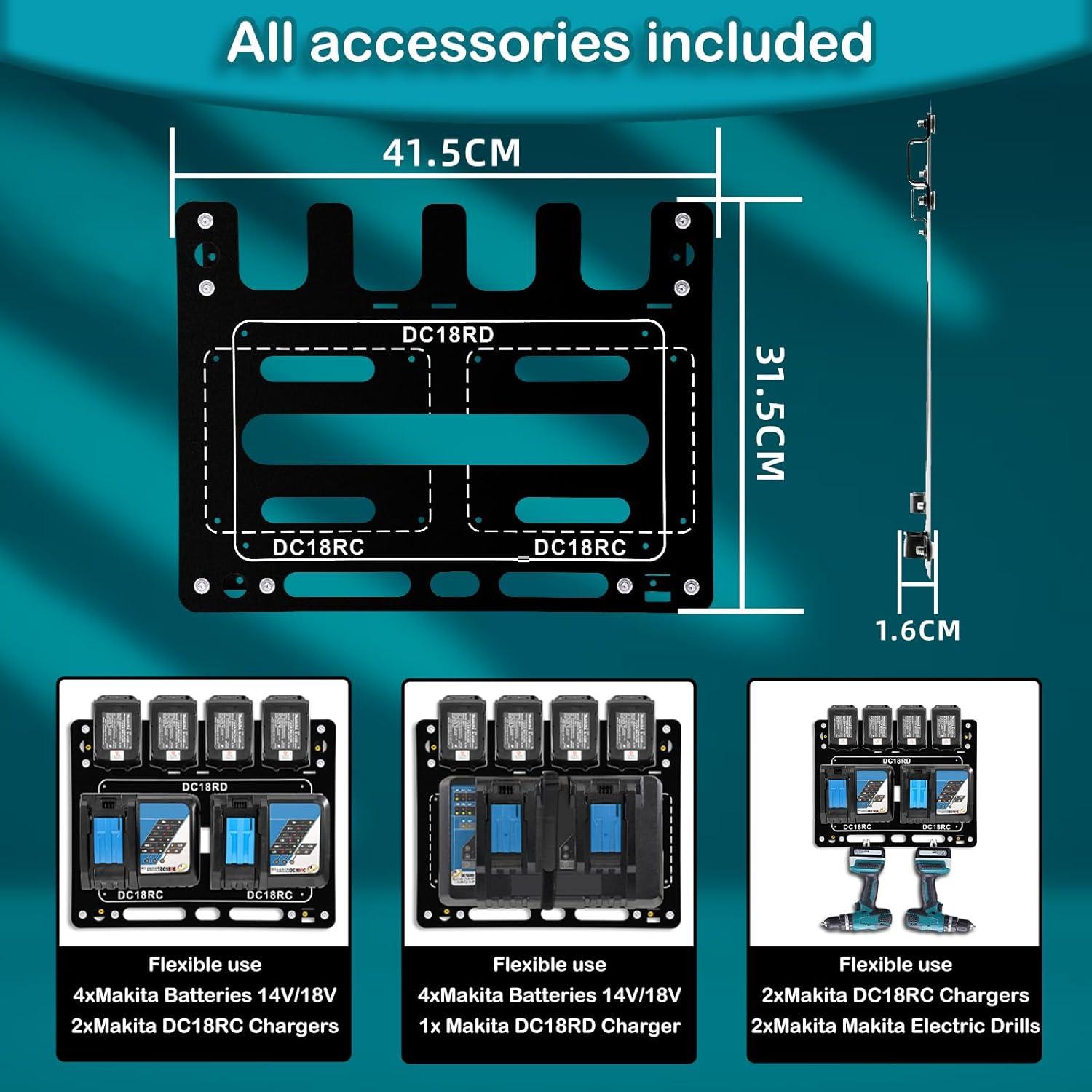 Soporte de Pared FETESNICE para Cargador y Baterías Makita
