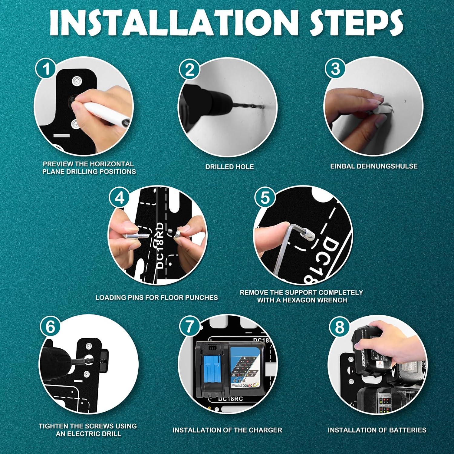 Soporte de Pared FETESNICE para Cargador y Baterías Makita