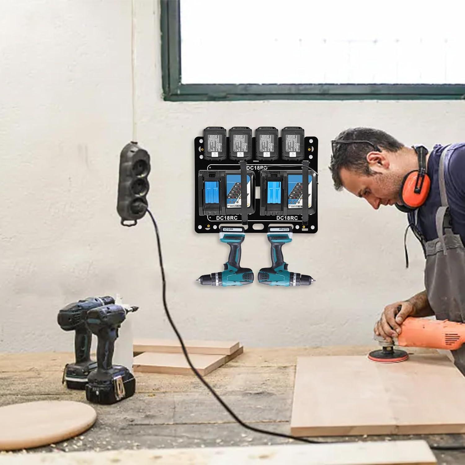 Soporte de Pared FETESNICE para Cargador y Baterías Makita