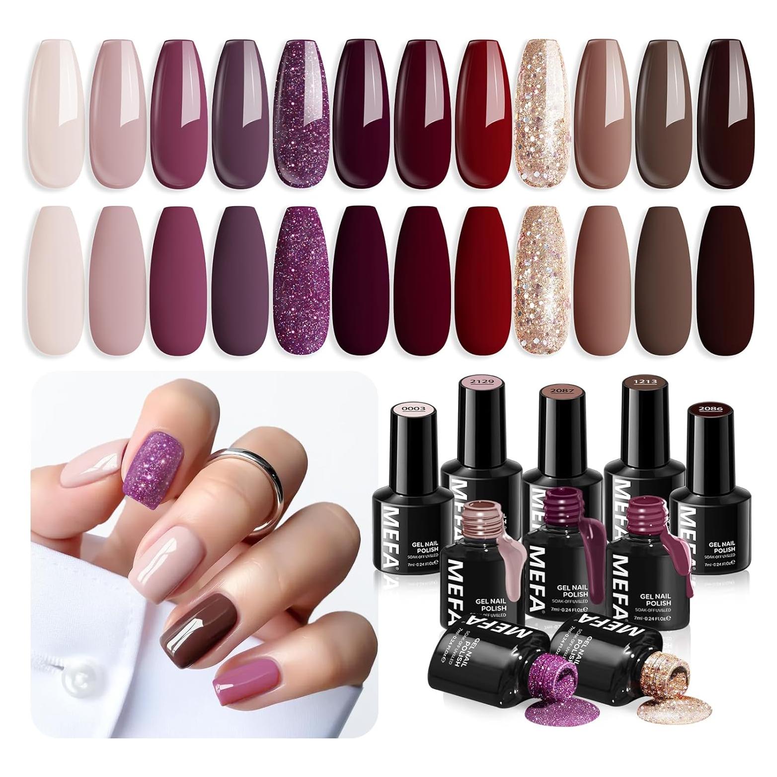 Juego de Esmalte de Uñas en Gel MEFA 12 Colores 7ml