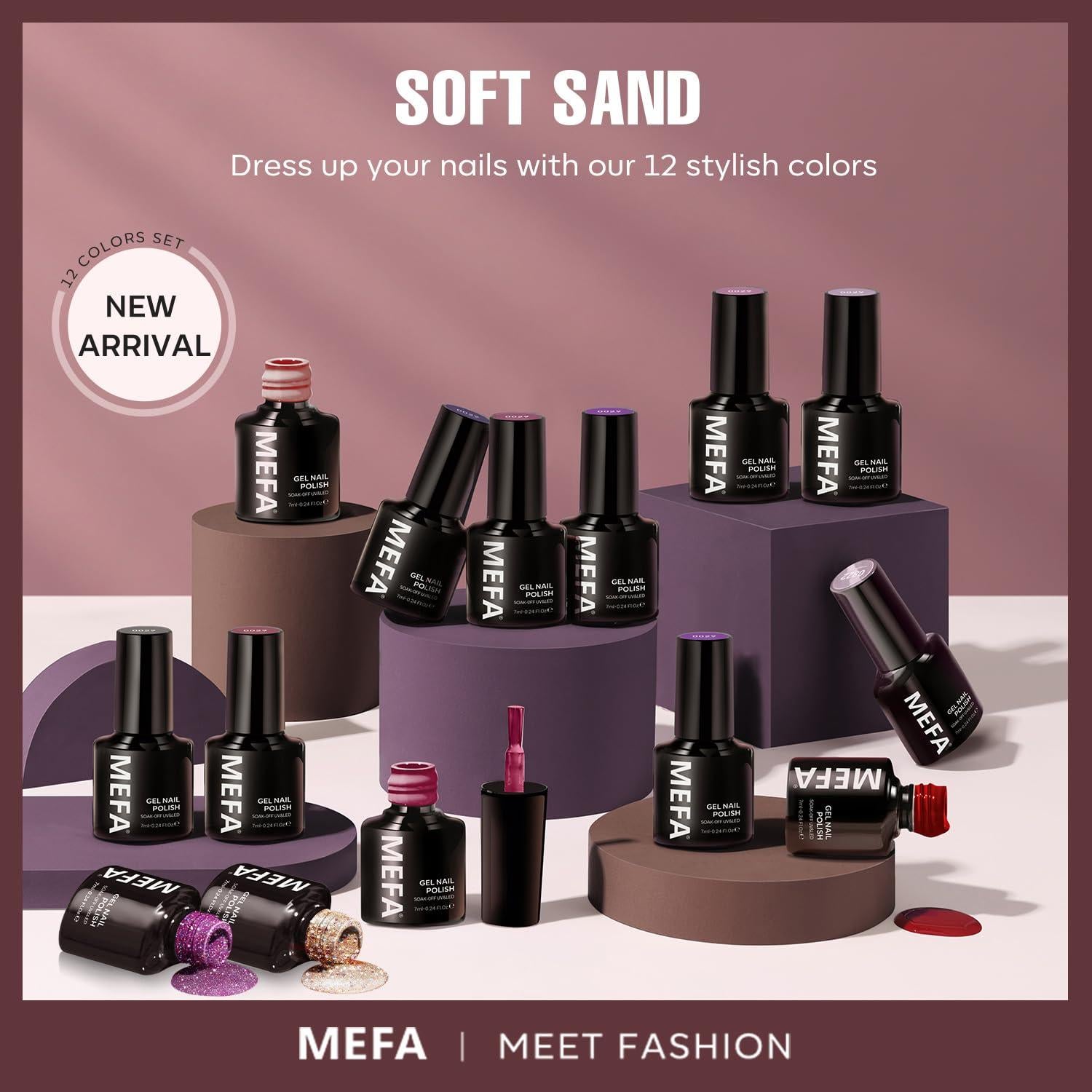 Juego de Esmalte de Uñas en Gel MEFA 12 Colores 7ml