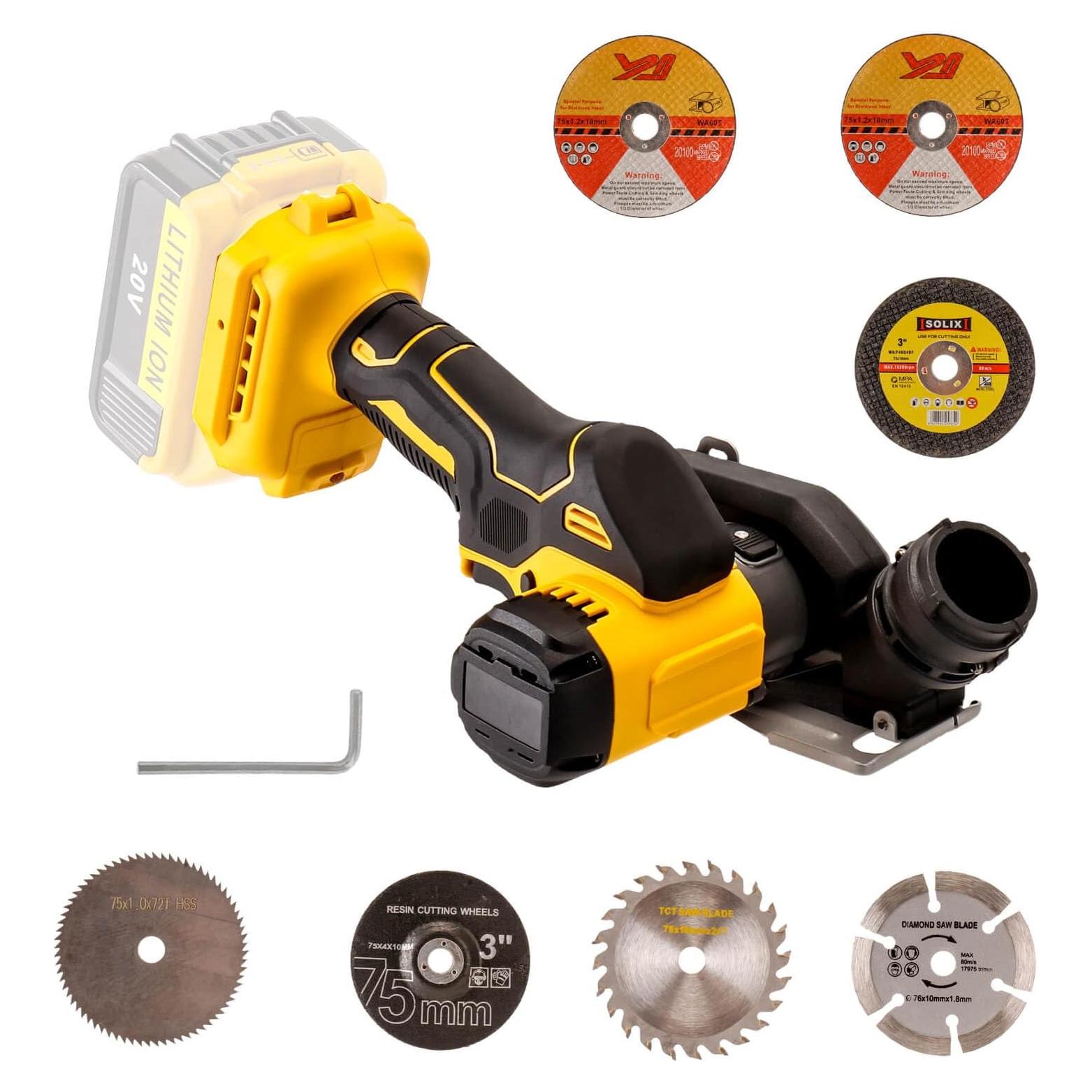 Cordless Cut Off Tool Compatible With DeWalt 20V MAX Battery Compact Rotorazer Saw Brushless with 3" Blades,7,000RPM for Metal/Wood/Tile/Plastic Cutting(NO Battery)