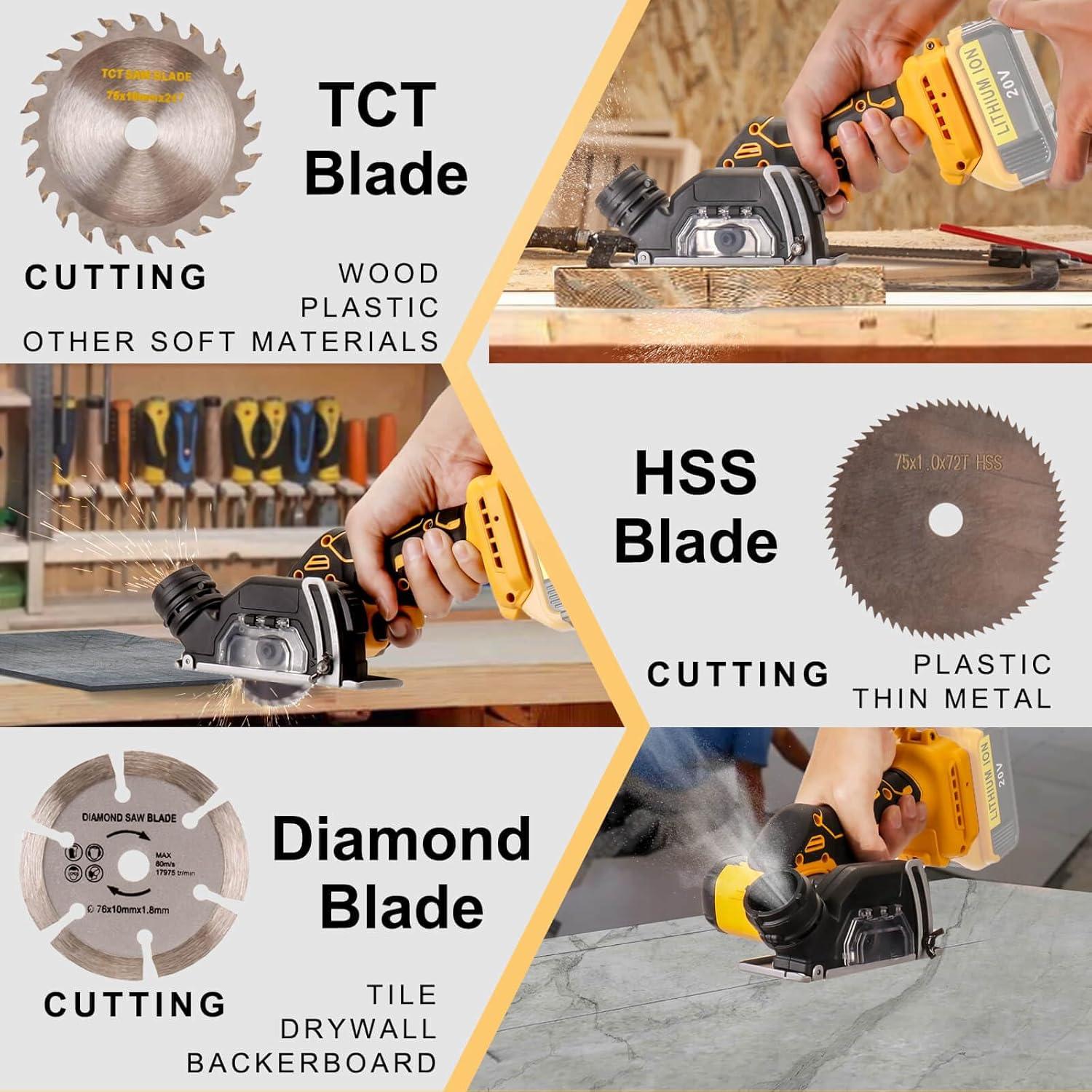 Cordless Cut Off Tool Compatible With DeWalt 20V MAX Battery Compact Rotorazer Saw Brushless with 3" Blades,7,000RPM for Metal/Wood/Tile/Plastic Cutting(NO Battery)