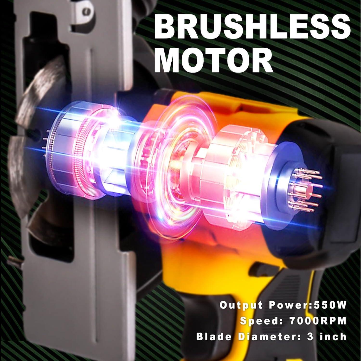 Cordless Cut Off Tool Compatible With DeWalt 20V MAX Battery Compact Rotorazer Saw Brushless with 3" Blades,7,000RPM for Metal/Wood/Tile/Plastic Cutting(NO Battery)