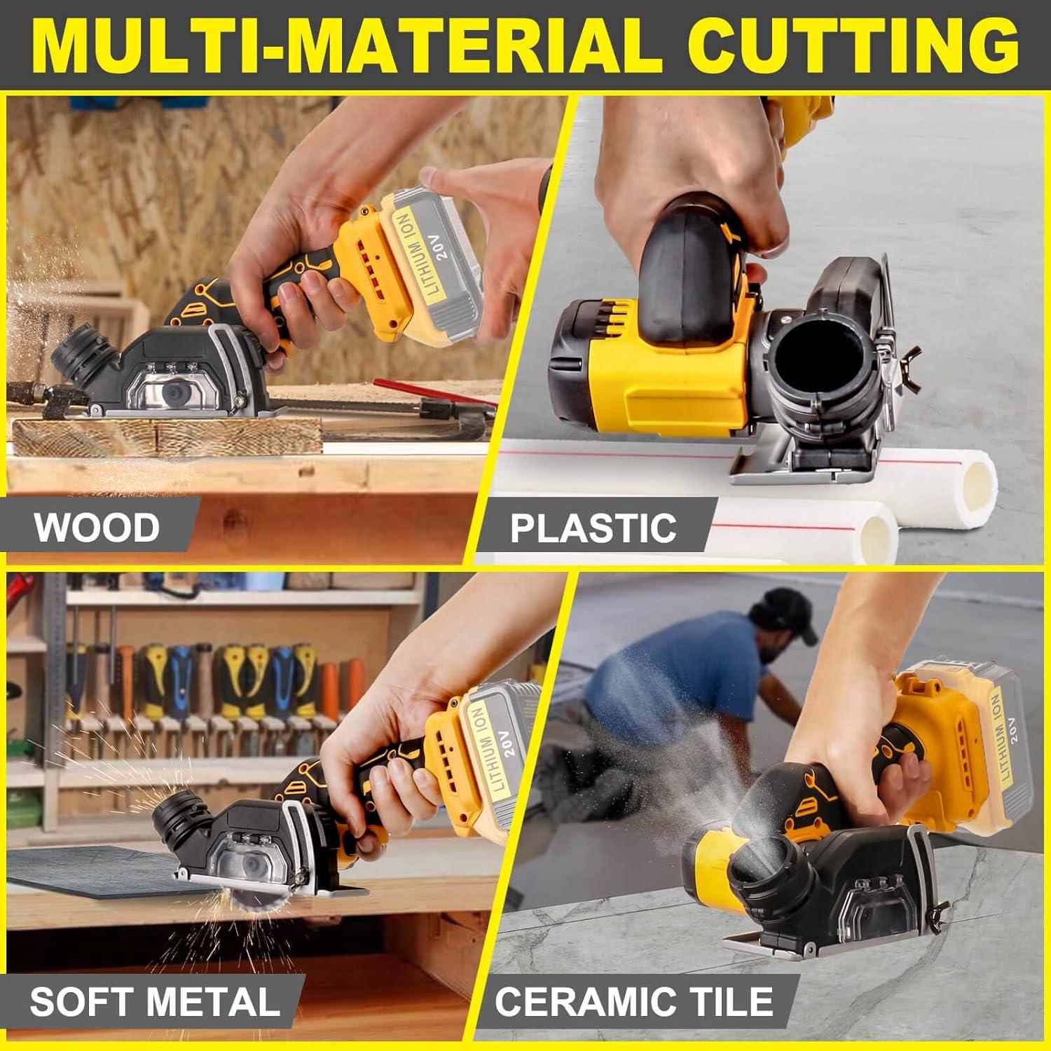 Cordless Cut Off Tool Compatible With DeWalt 20V MAX Battery Compact Rotorazer Saw Brushless with 3" Blades,7,000RPM for Metal/Wood/Tile/Plastic Cutting(NO Battery)