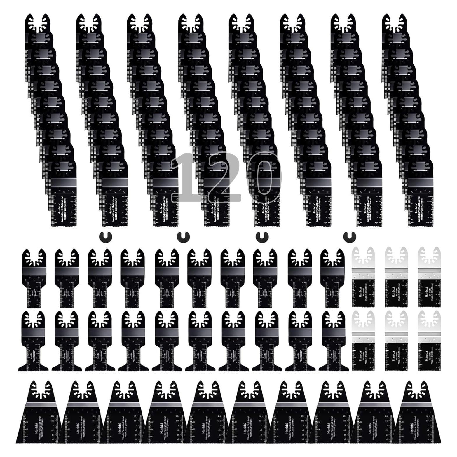 Kit de 120 Cuchillas de Sierra Oscilante Hanida para Madera y Metal