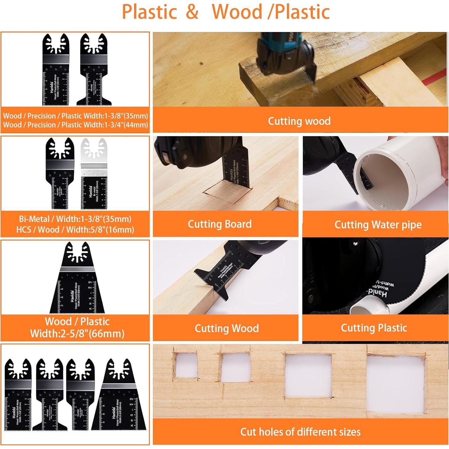 Kit de 120 Cuchillas de Sierra Oscilante Hanida para Madera y Metal