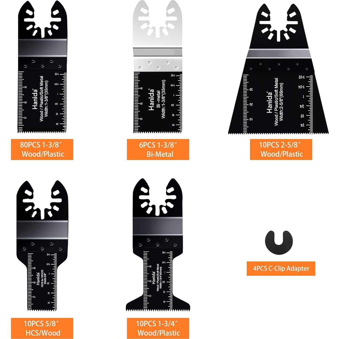 Kit de 120 Cuchillas de Sierra Oscilante Hanida para Madera y Metal