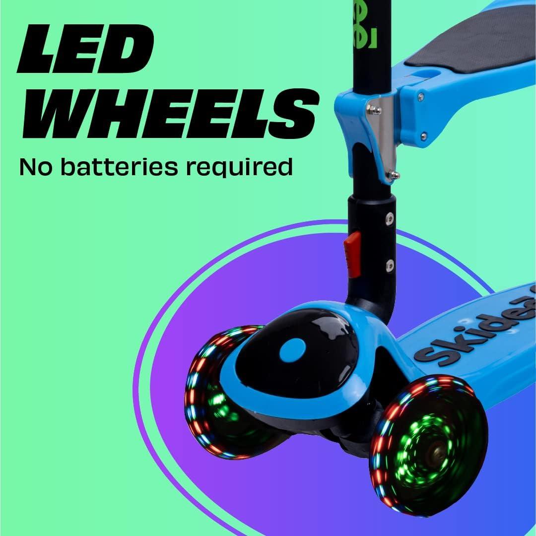 Scooter Plegable SKIDEE SP2 Ajustable 3 Ruedas LED Azul