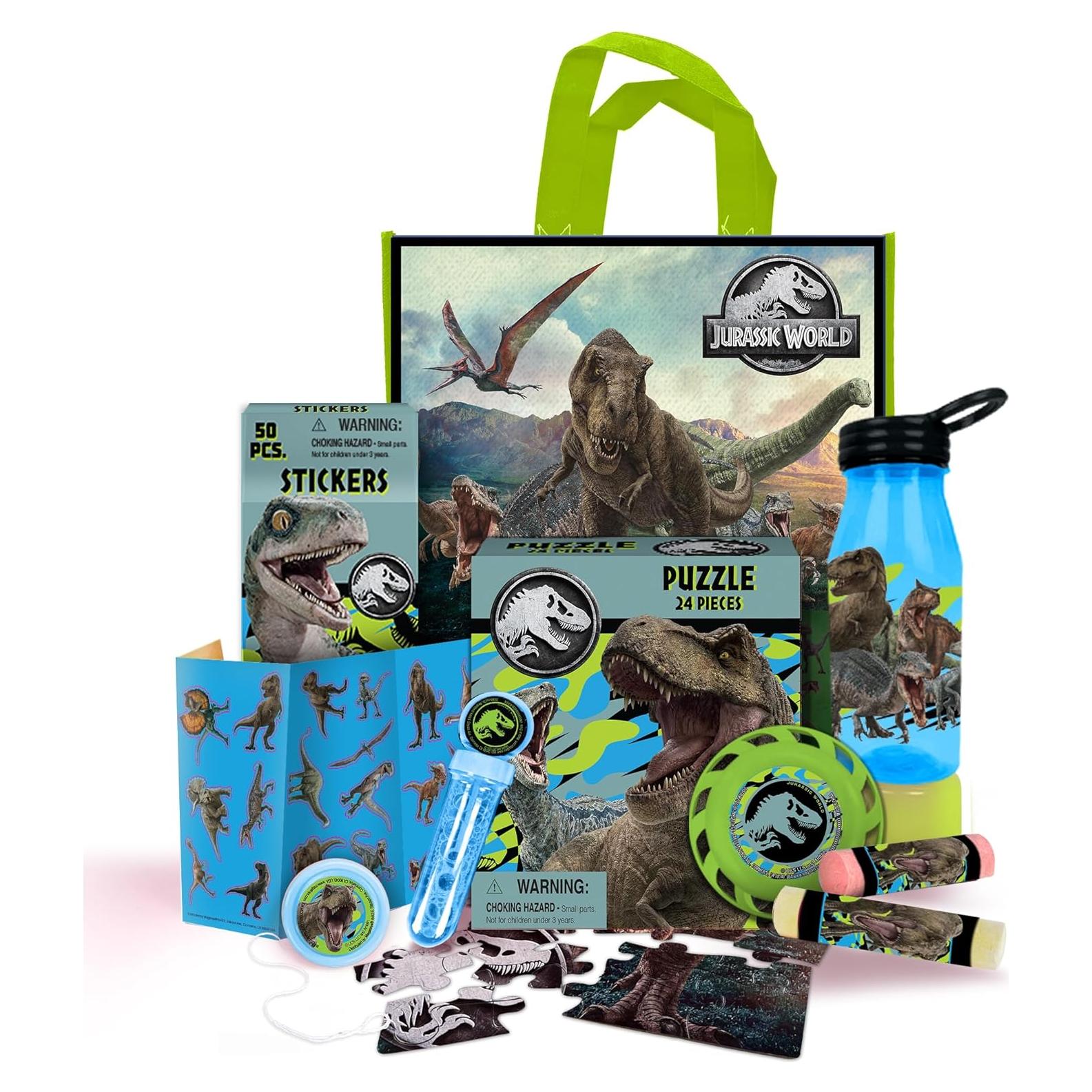 Juego de Regalo Jurassic World - Bolsa, Rompecabezas, Botella y Más