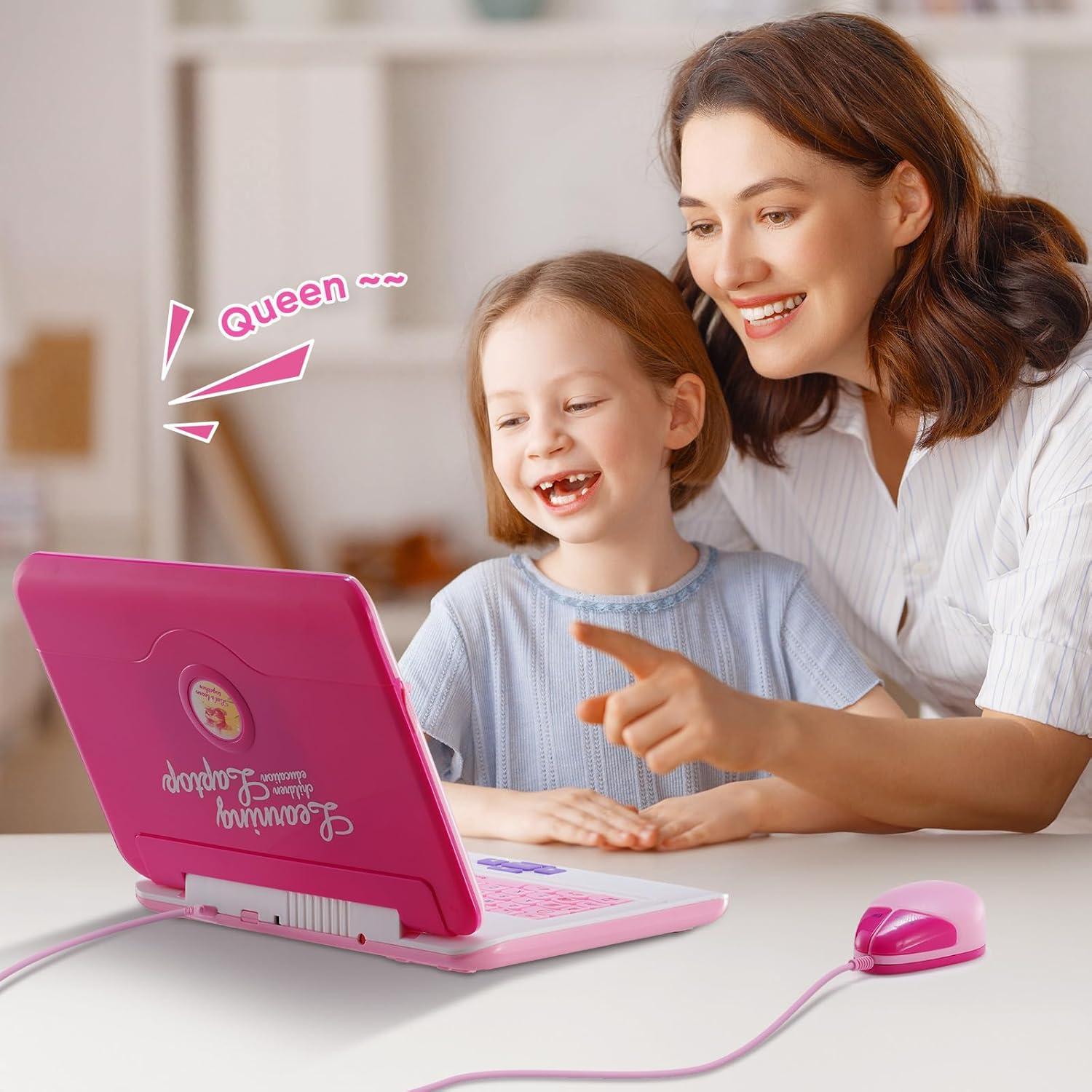 LESHITIAN Kids Laptop - 80 Learning Activities to Learn Alphabet, Words, Mathematics, Play Games and Music - Educational Learning Computer for Kids Ages 5+