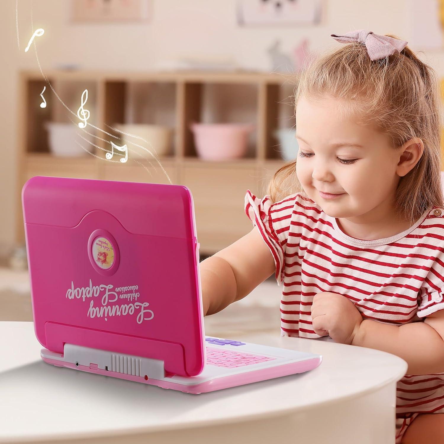 LESHITIAN Kids Laptop - 80 Learning Activities to Learn Alphabet, Words, Mathematics, Play Games and Music - Educational Learning Computer for Kids Ages 5+