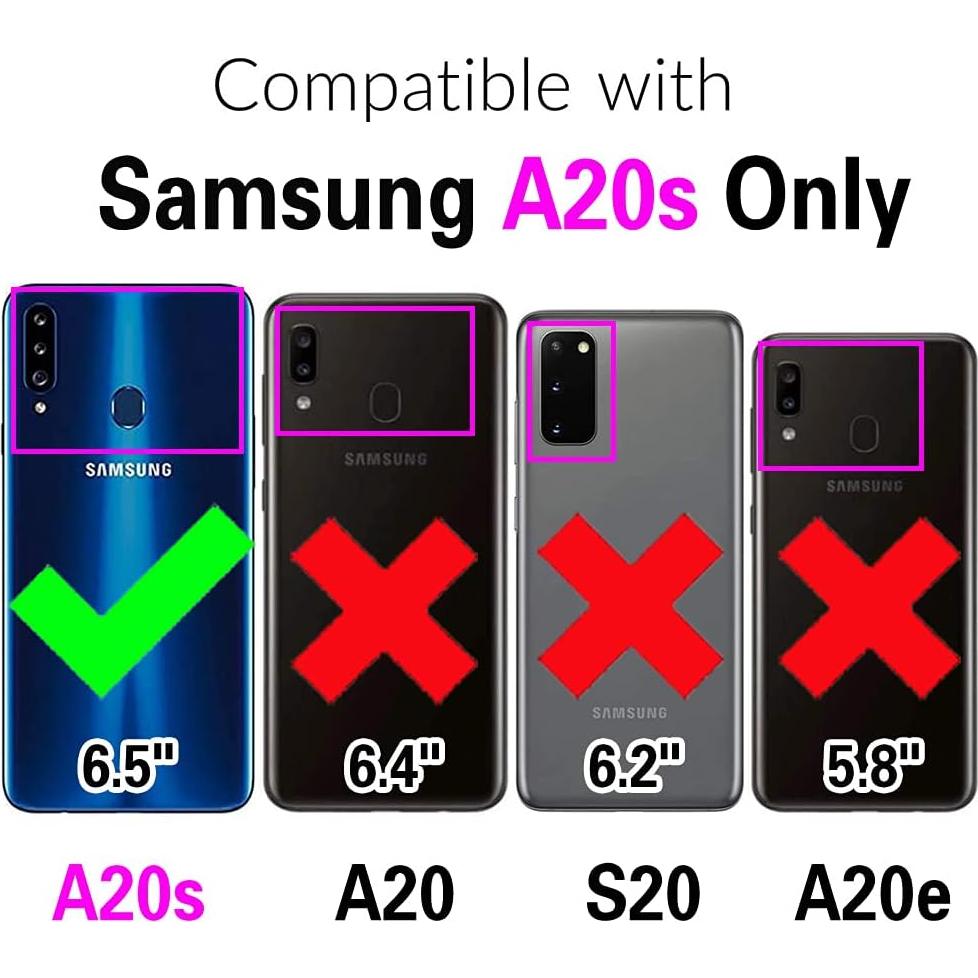 Funda Asuwish Rosa para Samsung Galaxy A20S con Lanyard