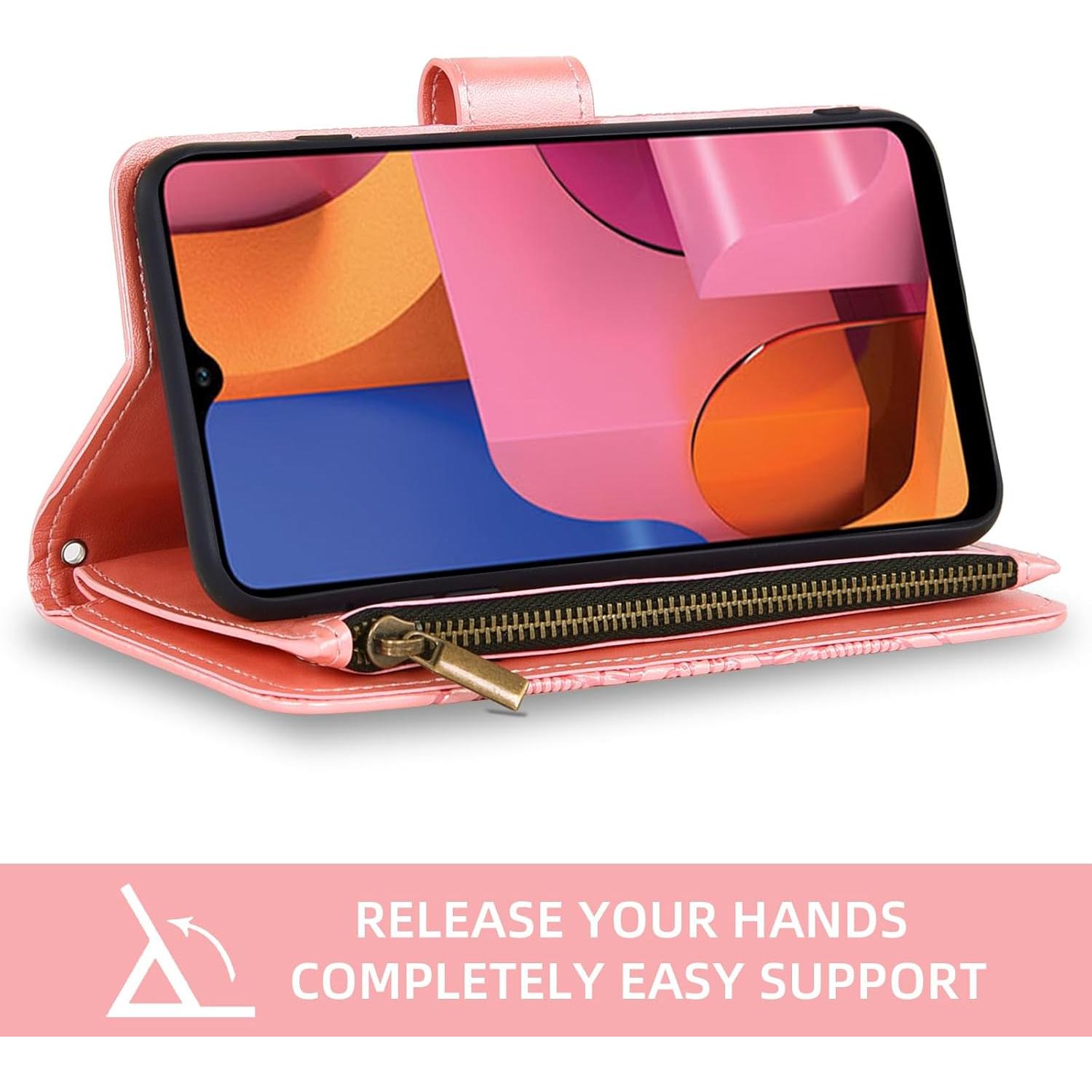 Funda Asuwish Rosa para Samsung Galaxy A20S con Lanyard