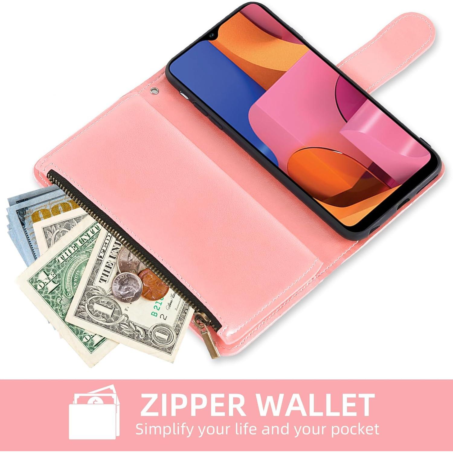 Funda Asuwish Rosa para Samsung Galaxy A20S con Lanyard