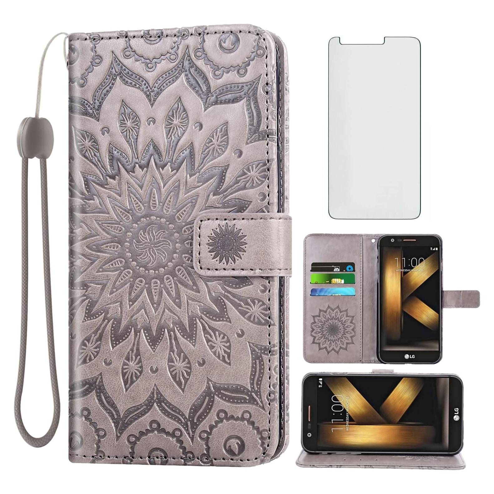 Funda Asuwish Flip para LG K20 con Protector de Pantalla