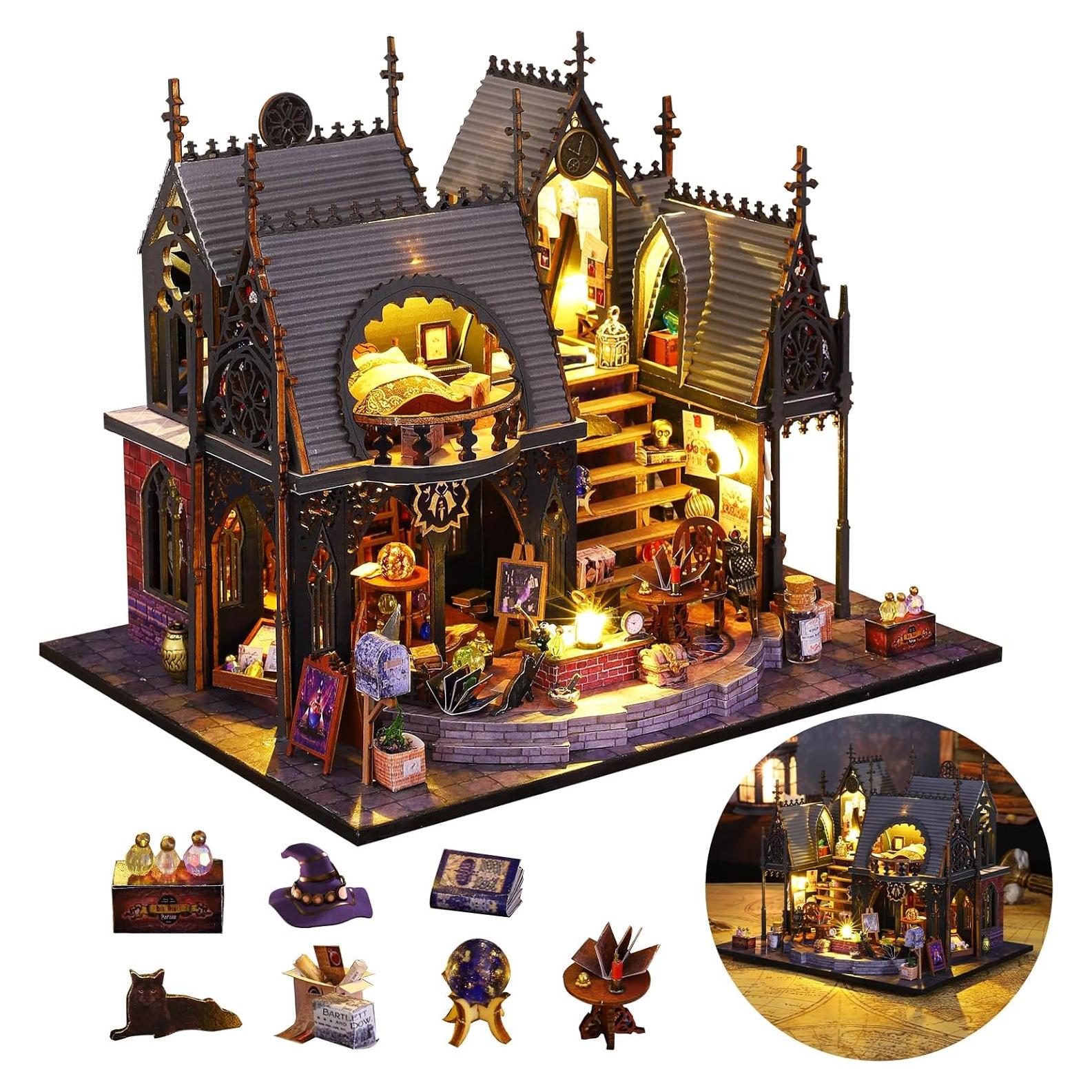 Kit Casa Miniatura DIY FLYINTOYS Casa Mágica con LED