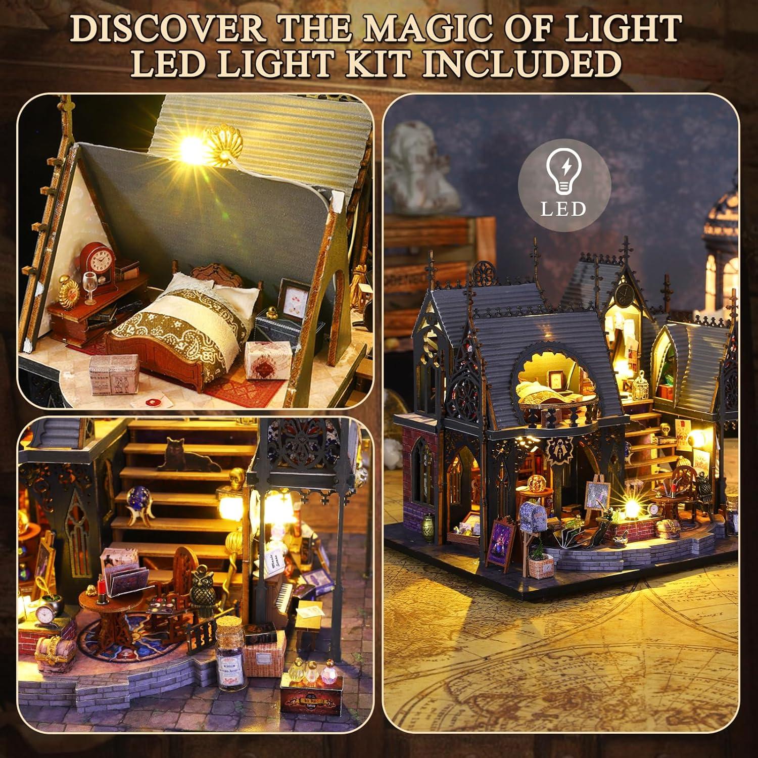 Kit Casa Miniatura DIY FLYINTOYS Casa Mágica con LED