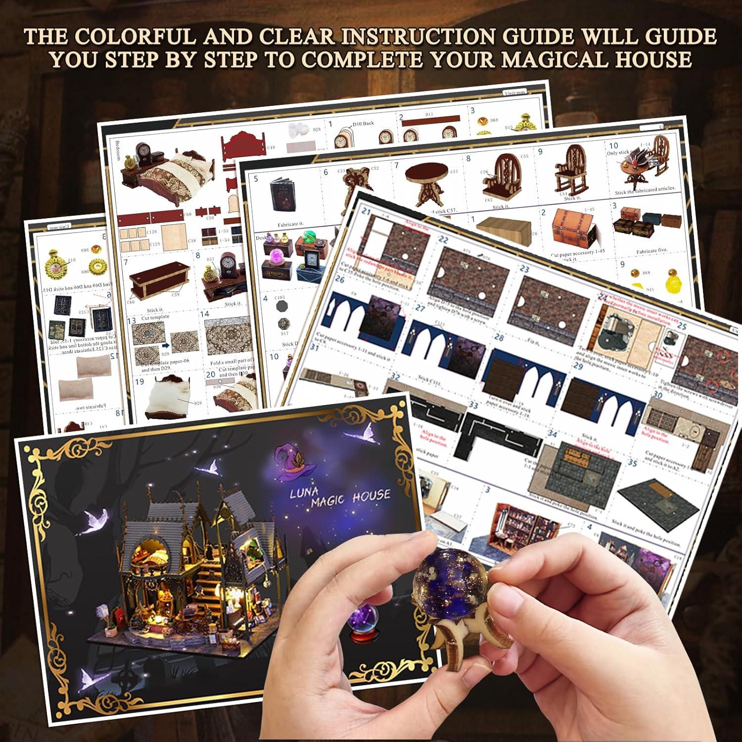 Kit Casa Miniatura DIY FLYINTOYS Casa Mágica con LED