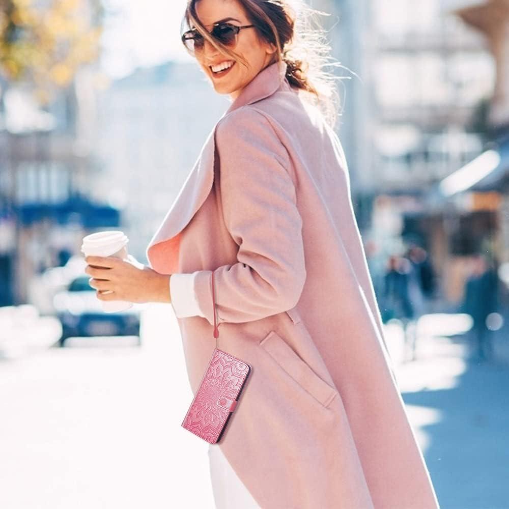 Funda Asuwish para iPhone 16 Pro Max Cartera Rosa Dorado