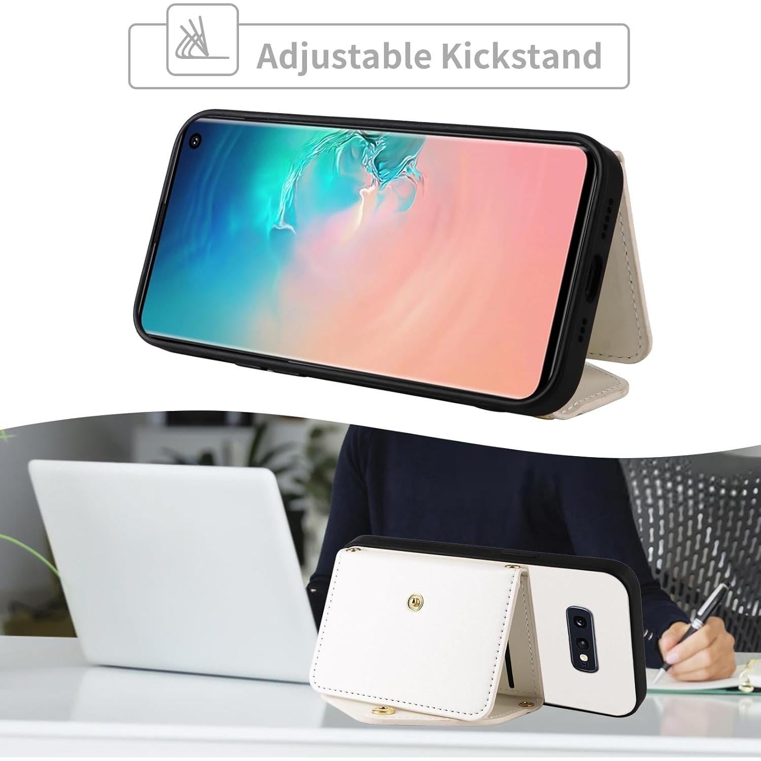 Funda billetera Dswteny para Samsung Galaxy S10e blanca