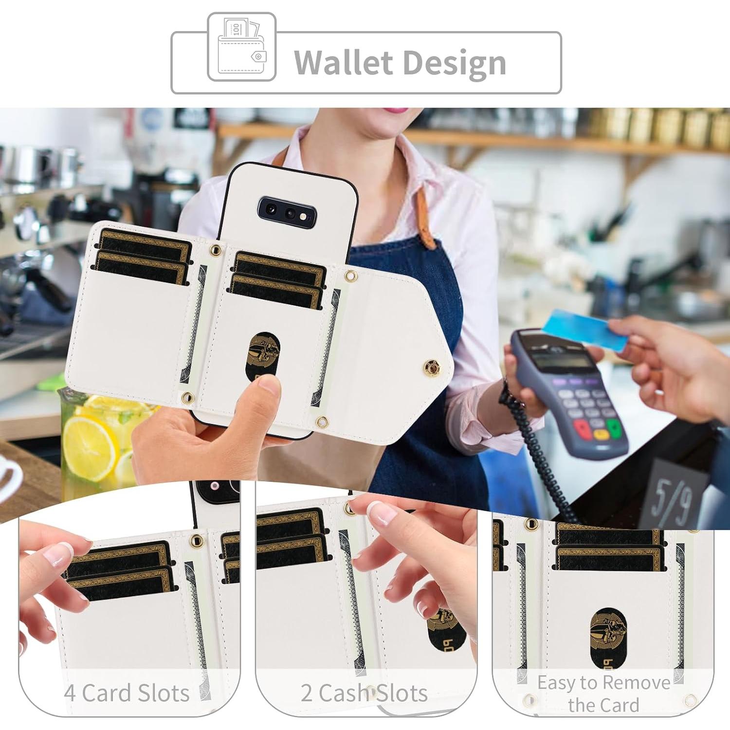 Funda billetera Dswteny para Samsung Galaxy S10e blanca