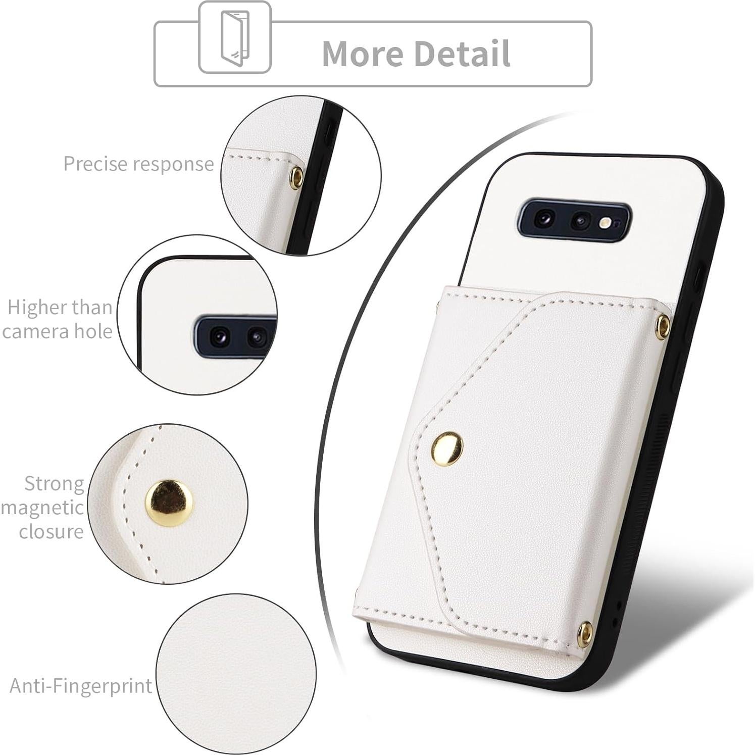 Funda billetera Dswteny para Samsung Galaxy S10e blanca