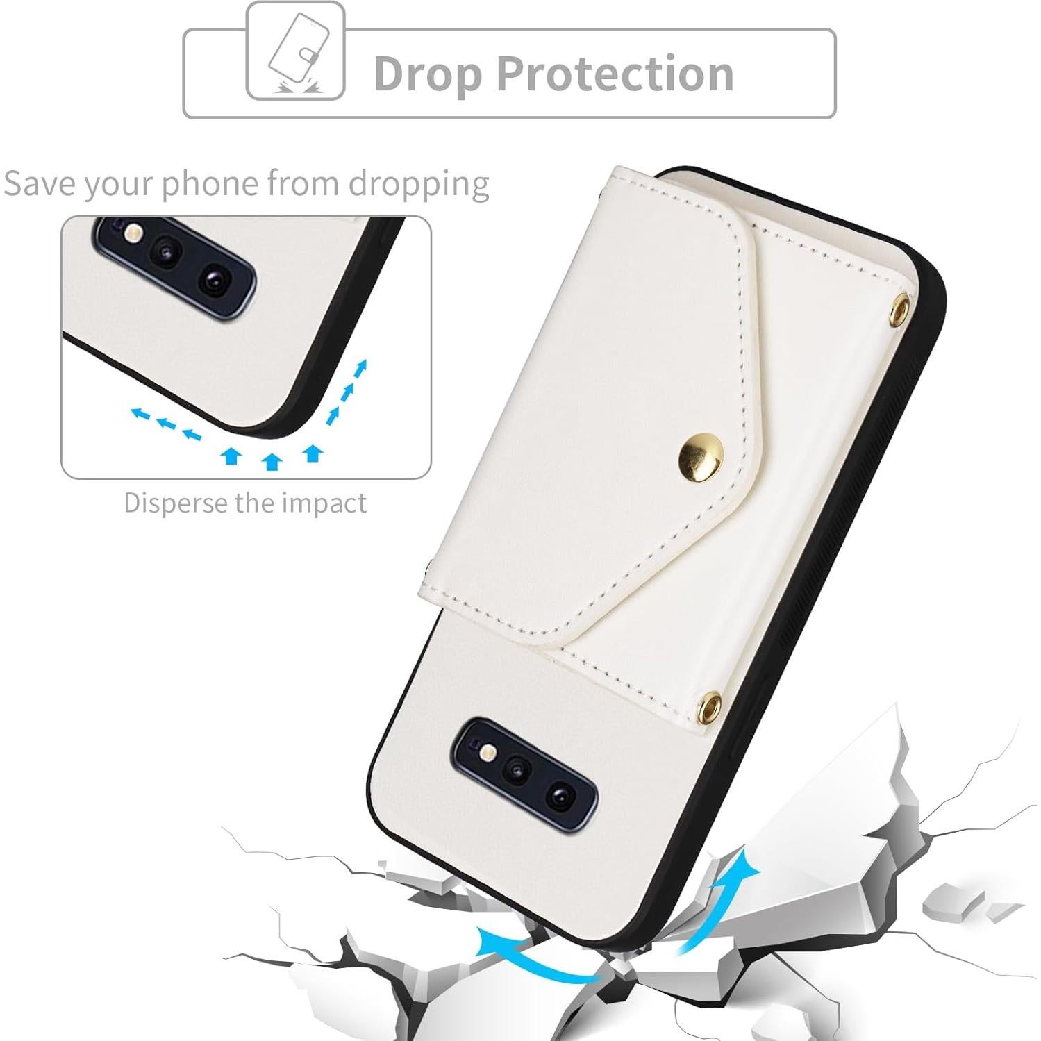 Funda billetera Dswteny para Samsung Galaxy S10e blanca