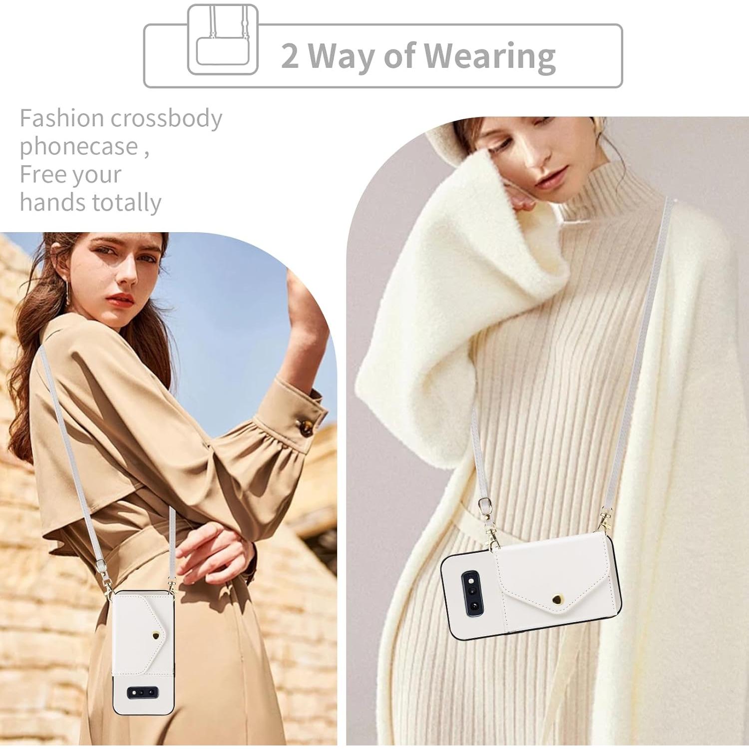 Funda billetera Dswteny para Samsung Galaxy S10e blanca