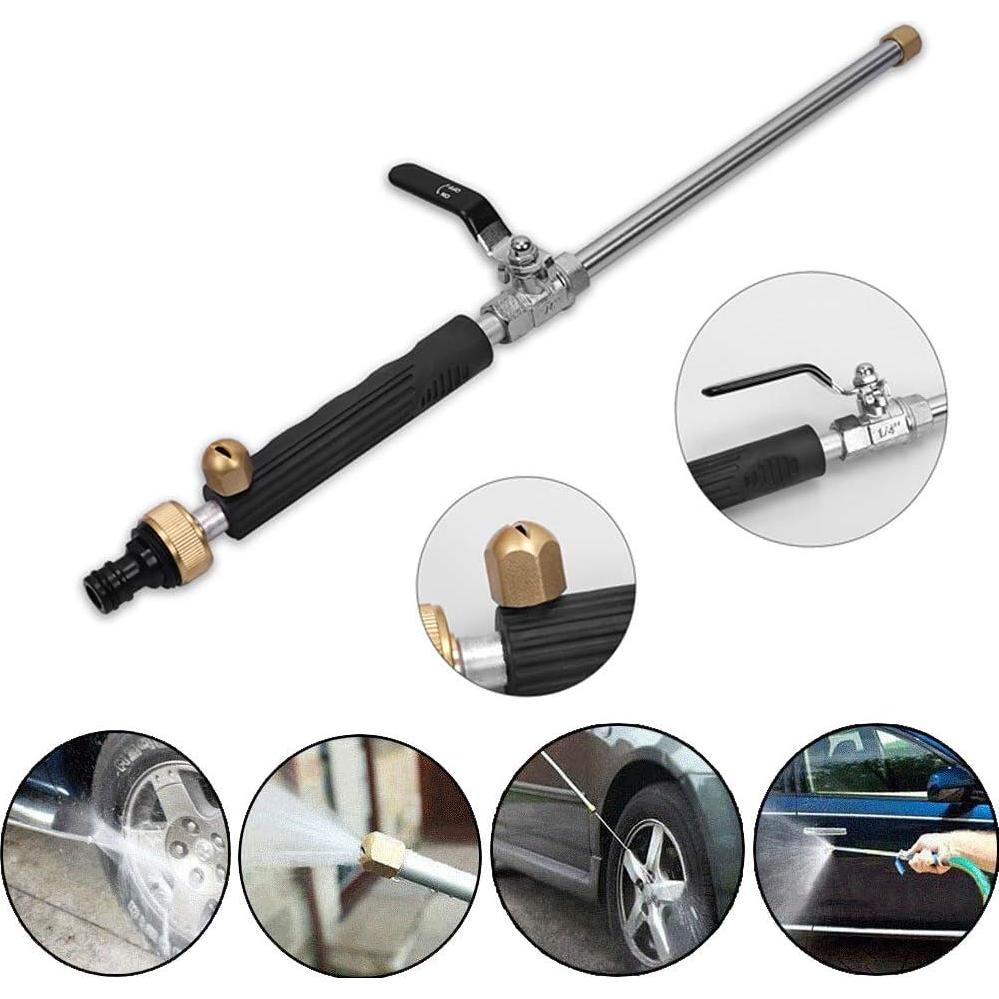 Hydro Jet High Pressure Power Washer-high pressure cleaning tool Extra Long Extendable Wand,Flexible Water Hose Universal Nozzle,Gutter Patio Car Pet Window Cleaning tool black