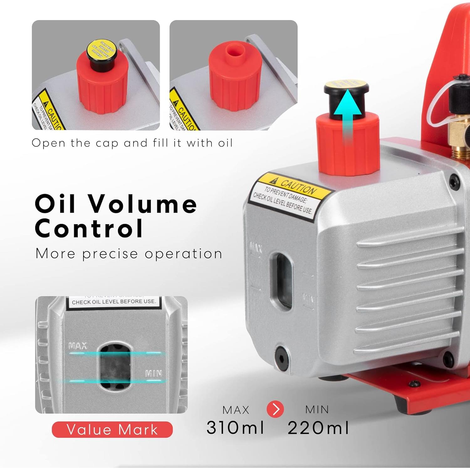 Bomba de Vacío VIVOHOME 1/4 HP 3.5 CFM Roja Portátil