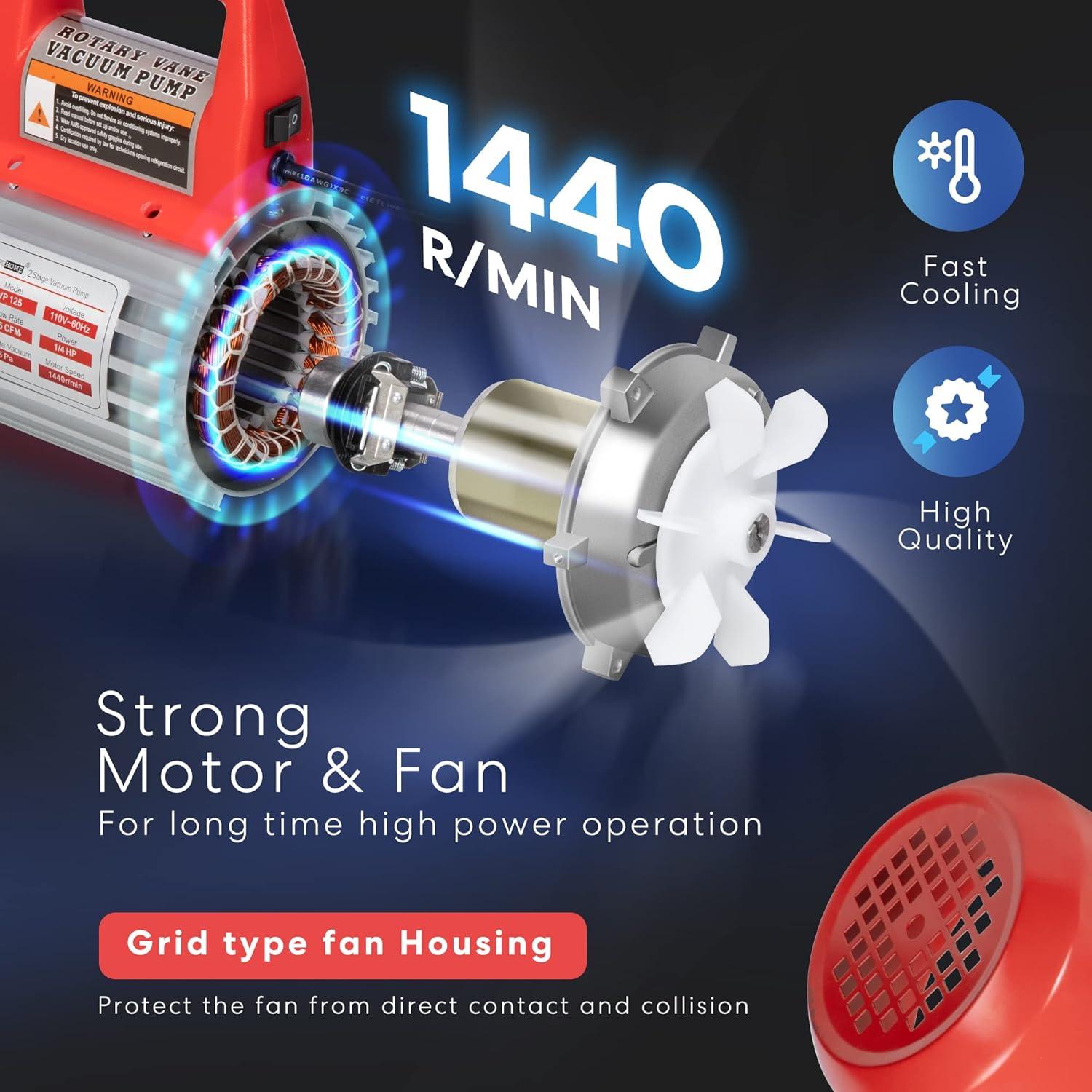 Bomba de Vacío VIVOHOME 1/4 HP 3.5 CFM Roja Portátil