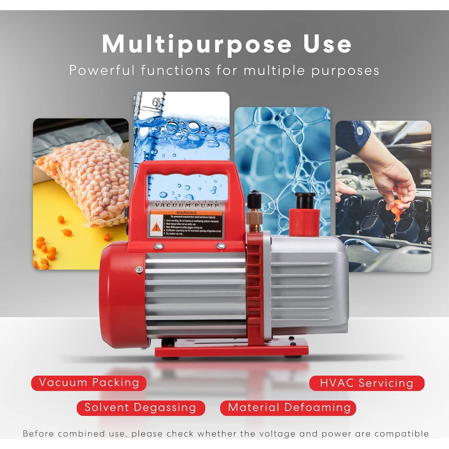 Bomba de Vacío VIVOHOME 1/4 HP 3.5 CFM Roja Portátil