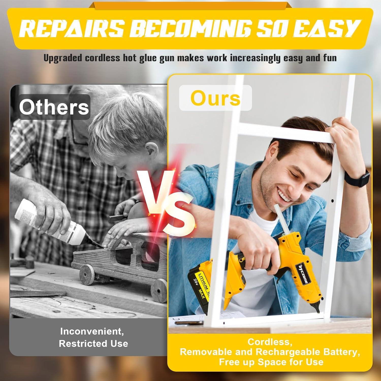 Pistola de Pegamento Caliente Inalámbrica Byczone 100W 20V